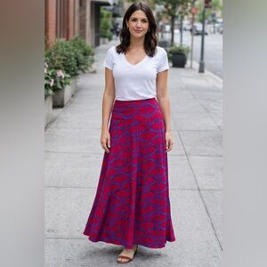 LuLaRoe Red and Blue Patterned Maxi Skirt